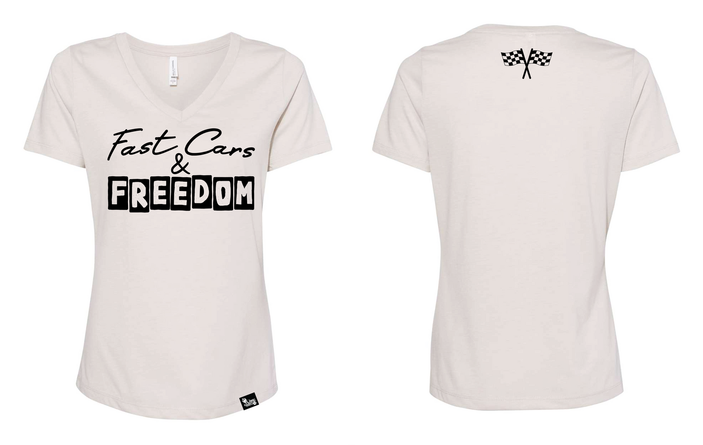 Ladies Fast Cars and Freedom Vneck Tshirt