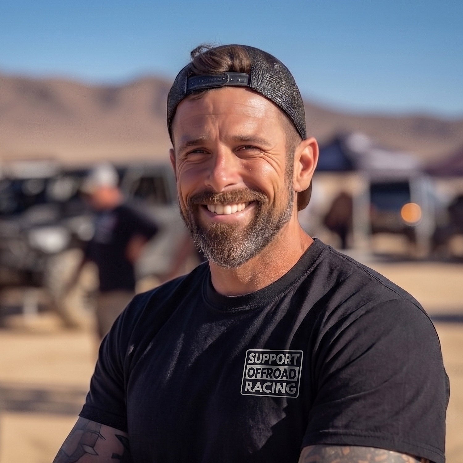Men's Support Offroad Racing Short Sleeve Tshirt - Black