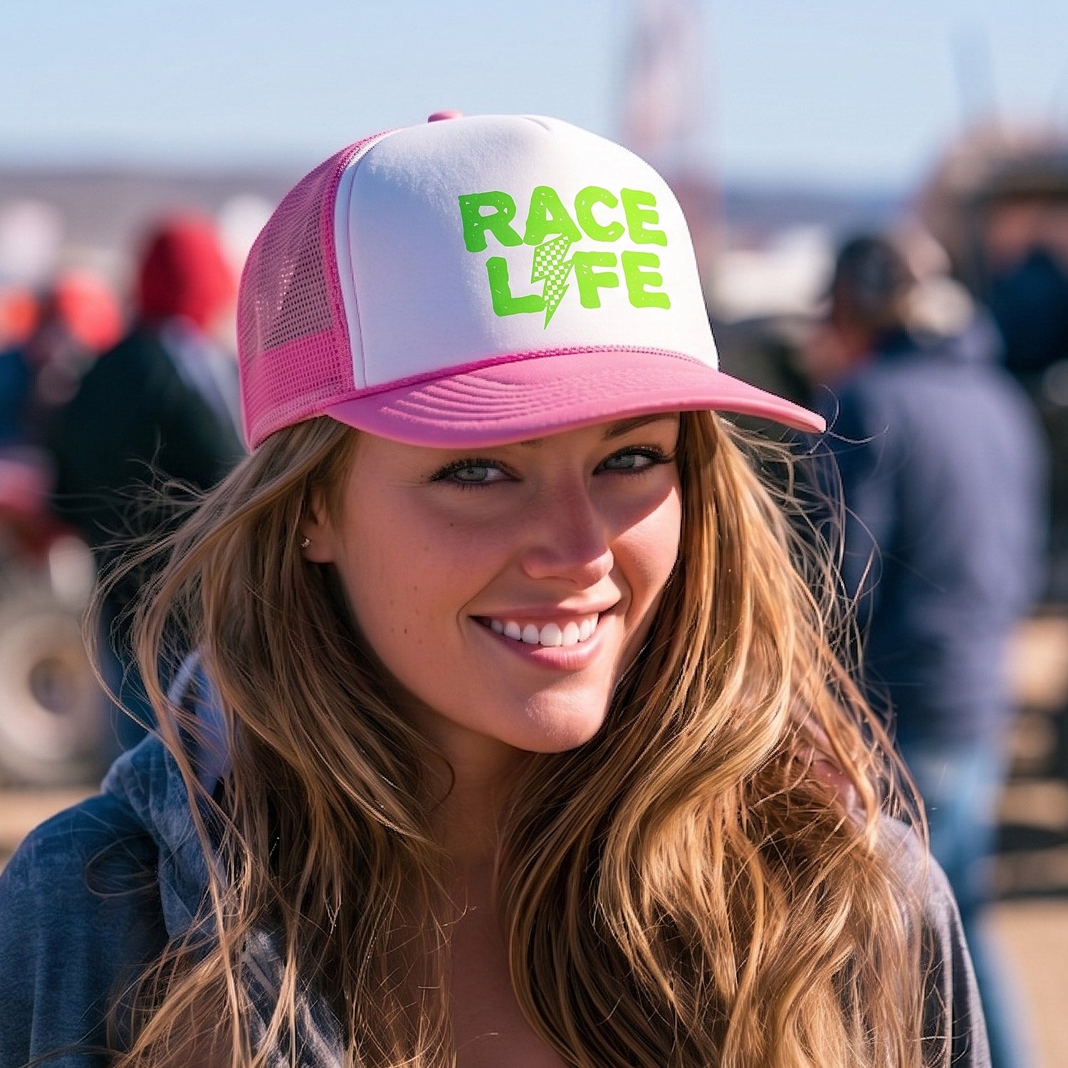 Race Life Neon Pink Snapback Trucker