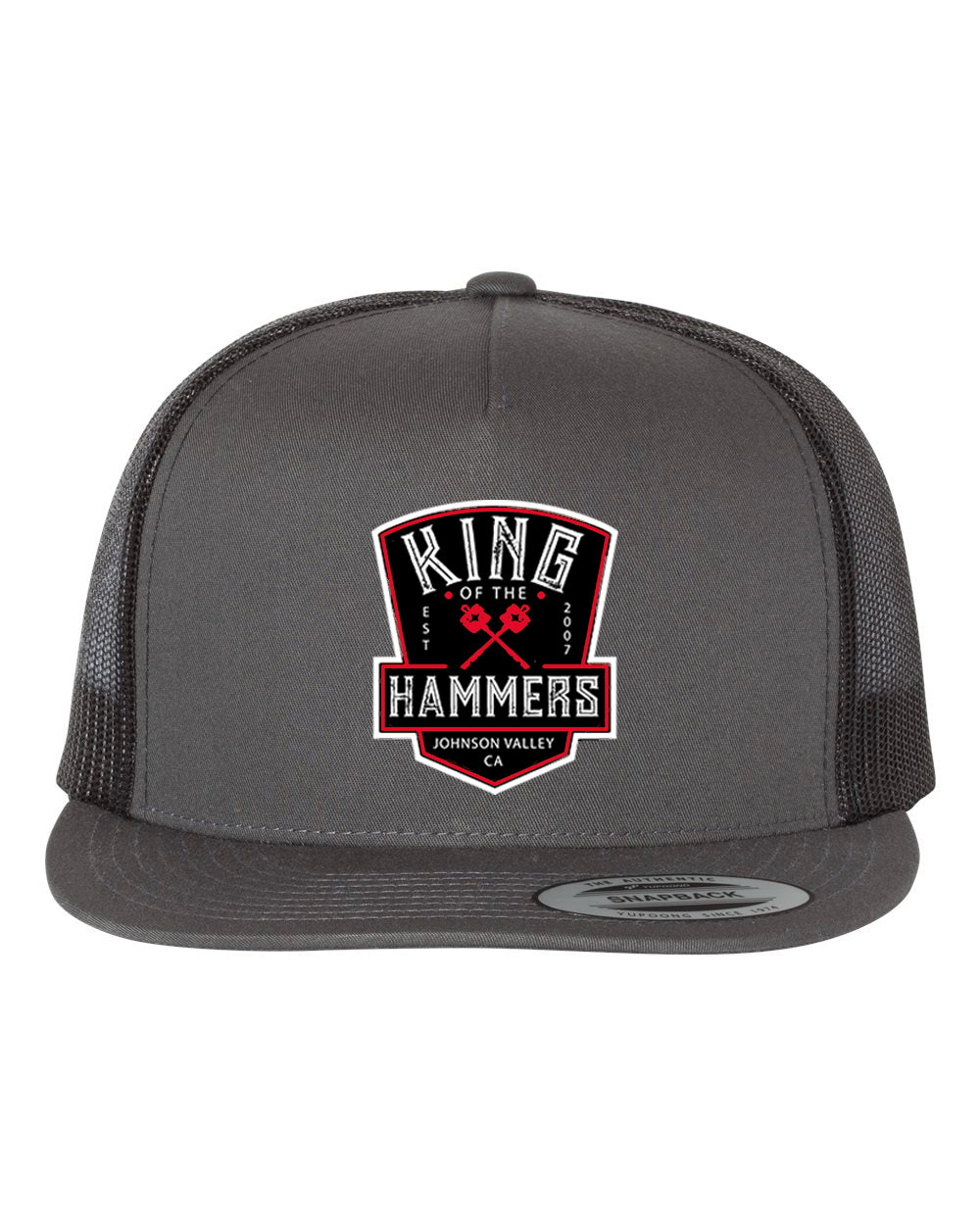 Men's King of the Hammers Est 2007 Flexfit Flatbill Hat - Charcoal with Red