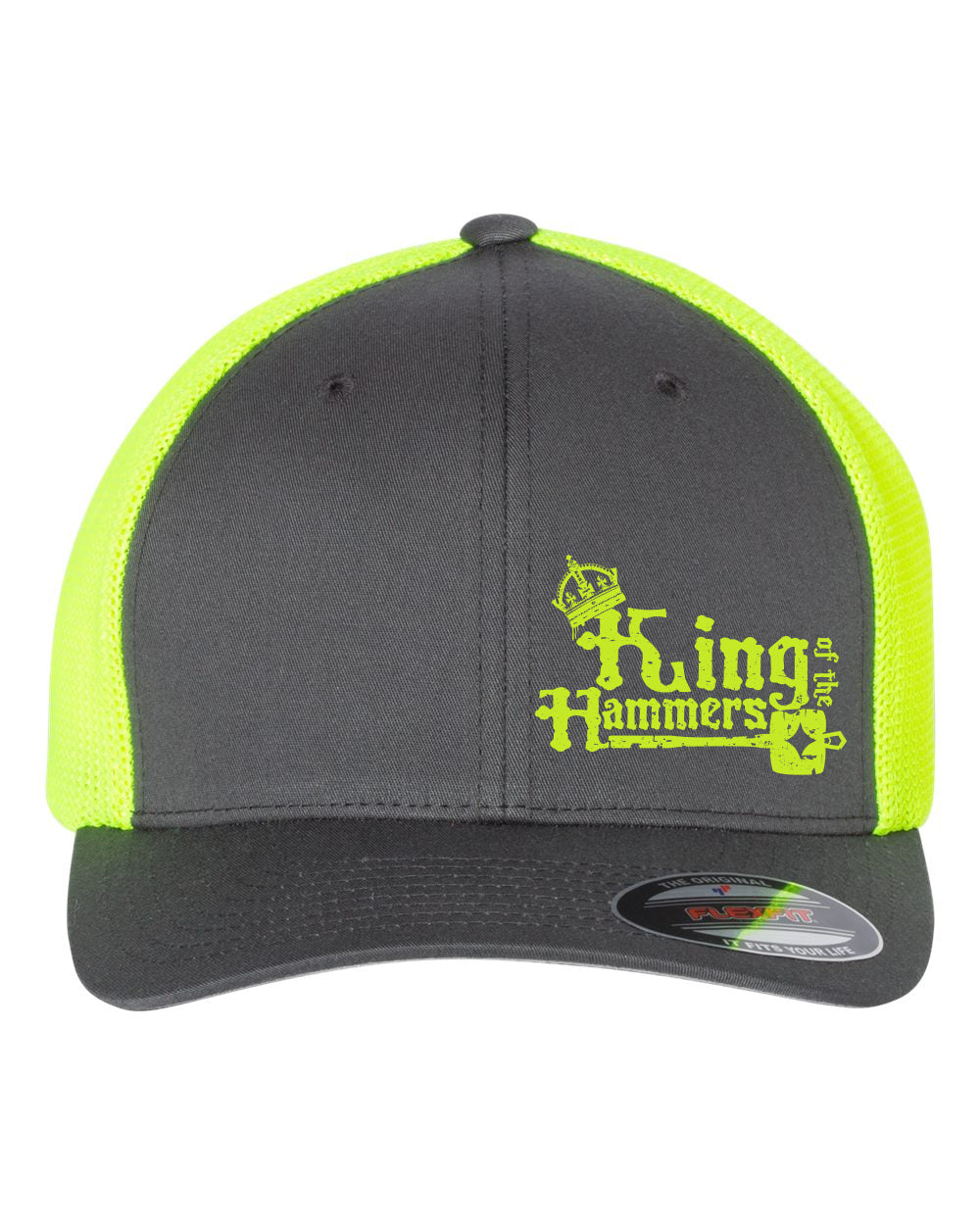 Men's King of the Hammers Undated Flexfit Hat Gray and Neon Yellow