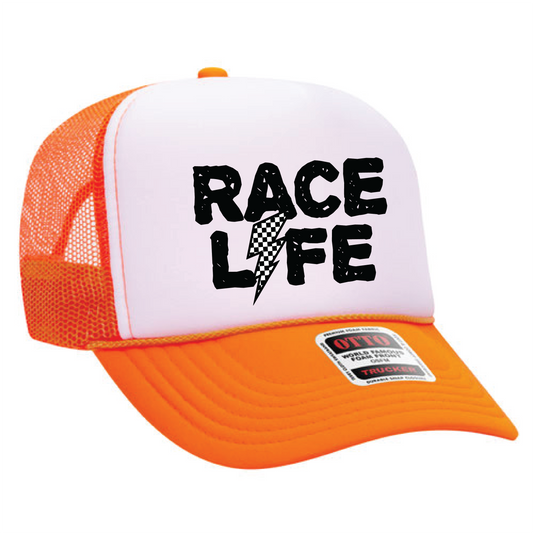 Race Life Neon Orange Snapback Trucker