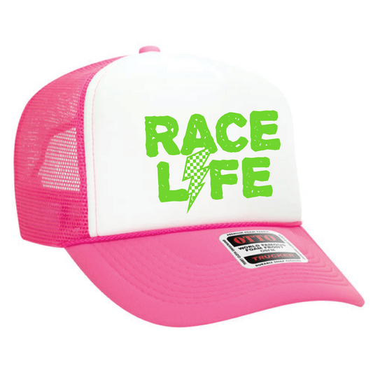 Race Life Neon Pink Snapback Trucker