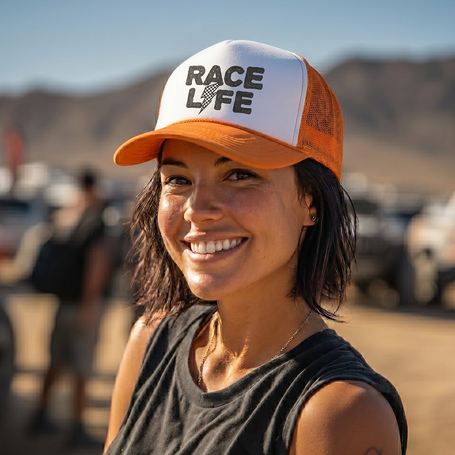 Race Life Neon Orange Snapback Trucker