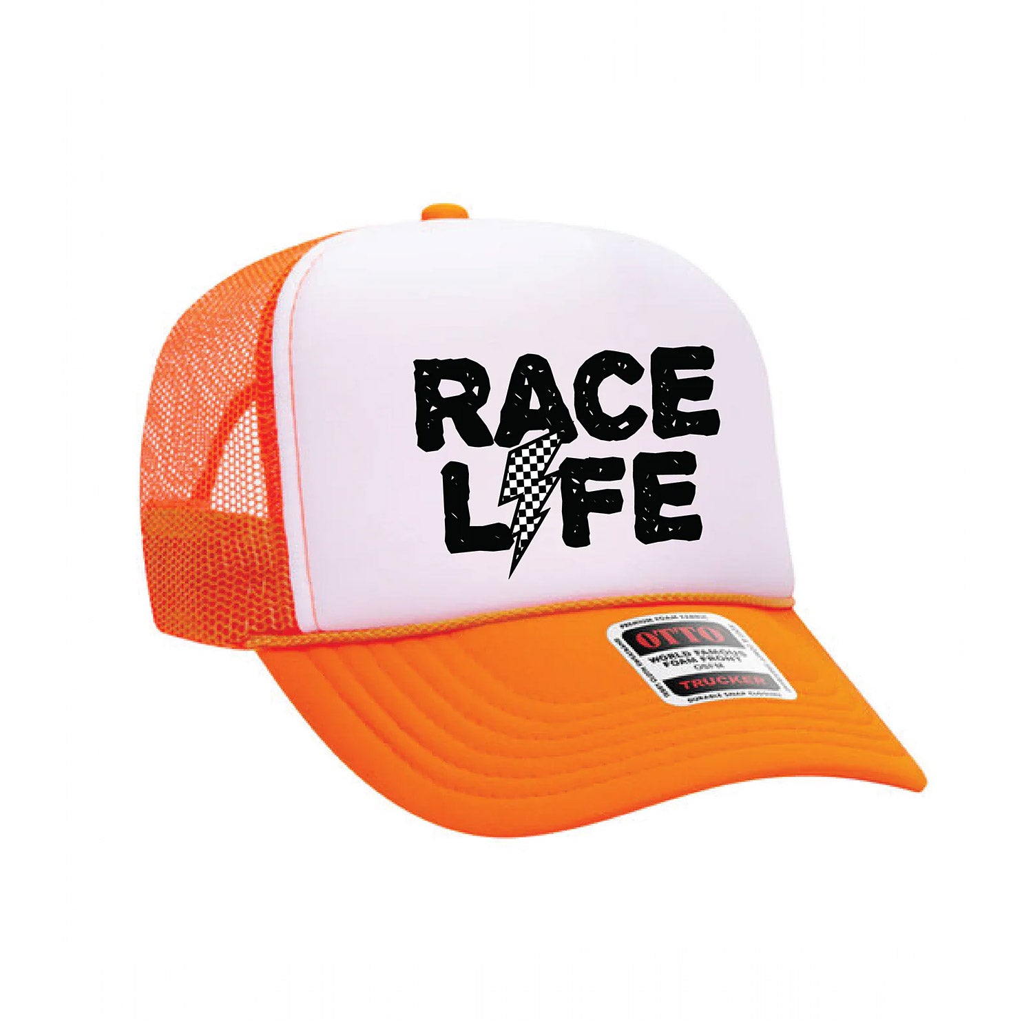 Race Life Neon Orange Snapback Trucker