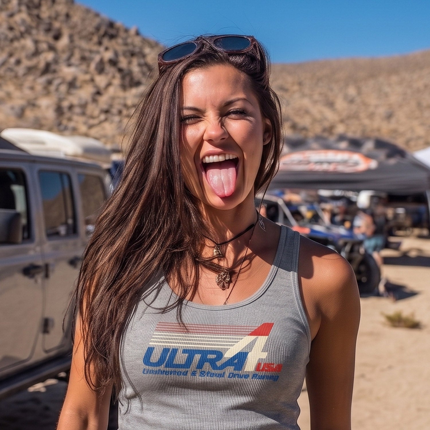 Ladies Ultra4USA Tank Top - Gray